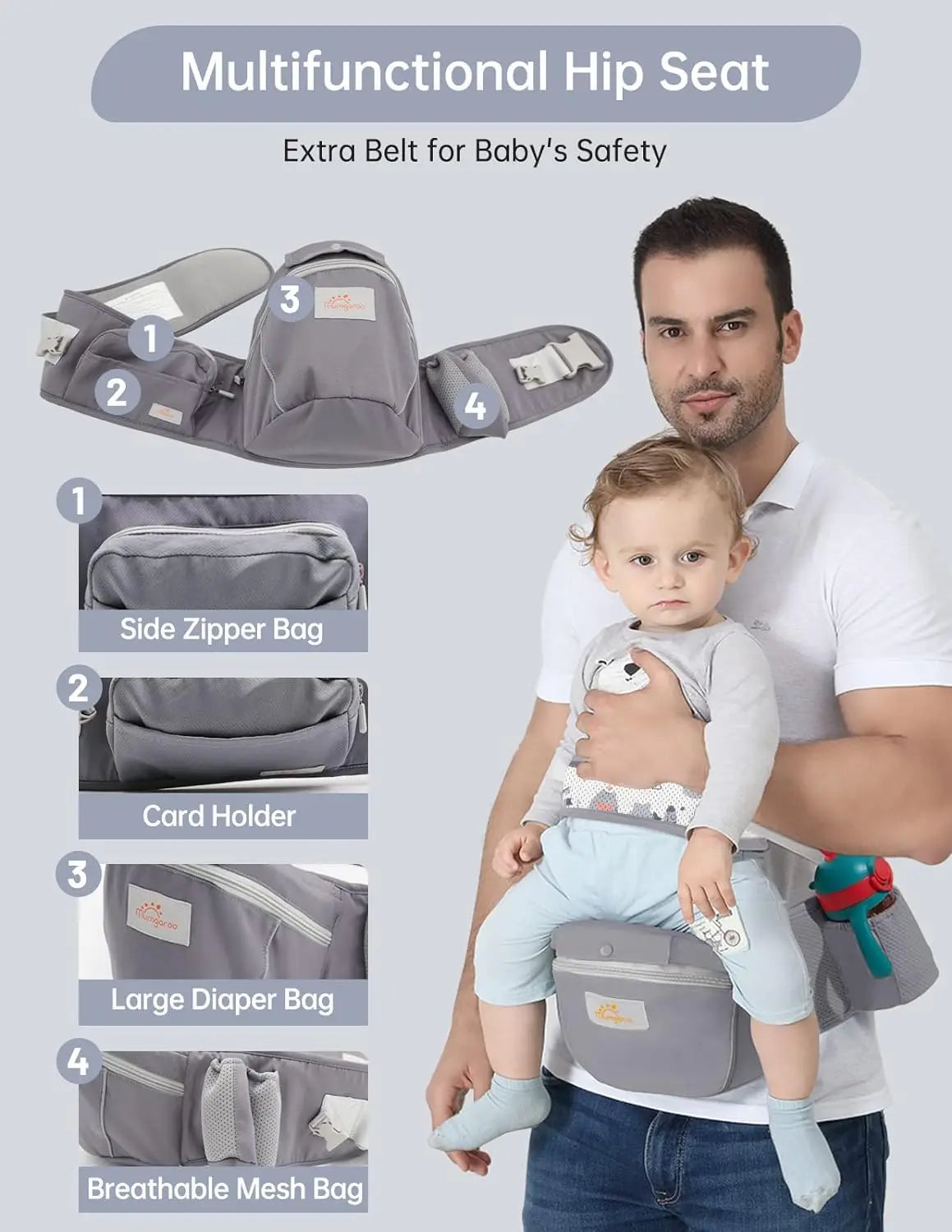 Baby Carrier Newborn to Toddler All Positions Toddler Carrier with Hood for All Seasons