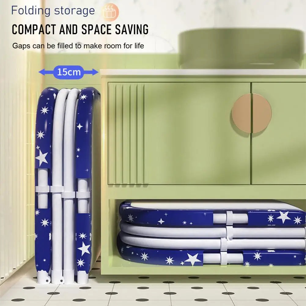 Foldable Bathtub Starry Blue Pattern Extended Design Soaking Bath Tub With Double Drain Holes Oxford Cloth Ice Bath Tub
