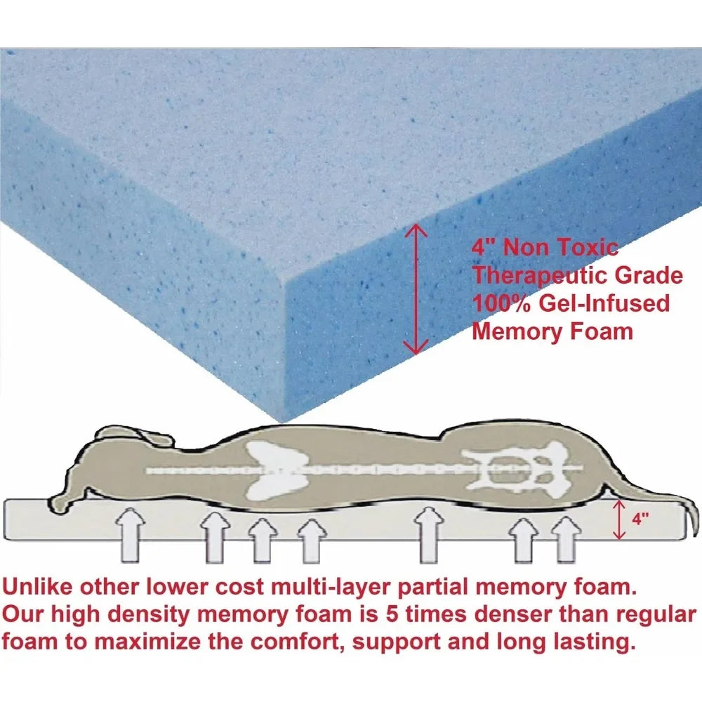 Orthopedic Gel Infused Memory Foam Dog Bed For Large Breed