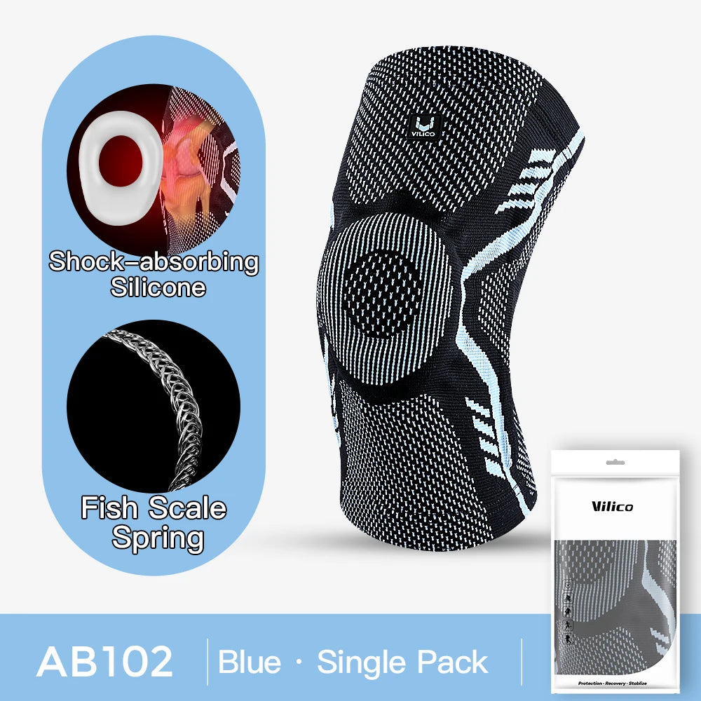 Knee Brace With Silicone Pads Spring Support Breathable
