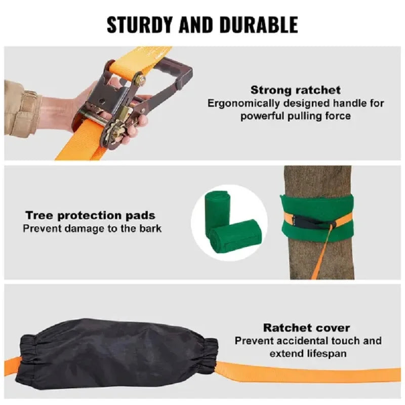 VEVOR Slackline Kit with Training Line 60 Foot Backyard Slackline Equipment Easy Setup Tight Rope for Kids and Adults