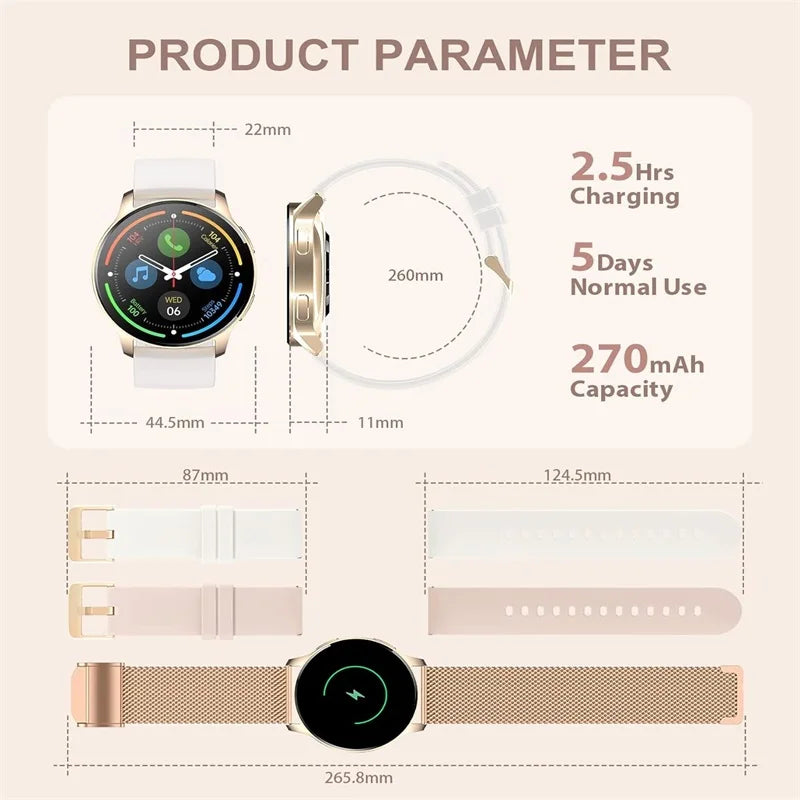 Smart Watch For Women With Call Function Fitness Tracker For Android And iOS Waterproof Smartwatch With 1.32 Inch HD Display