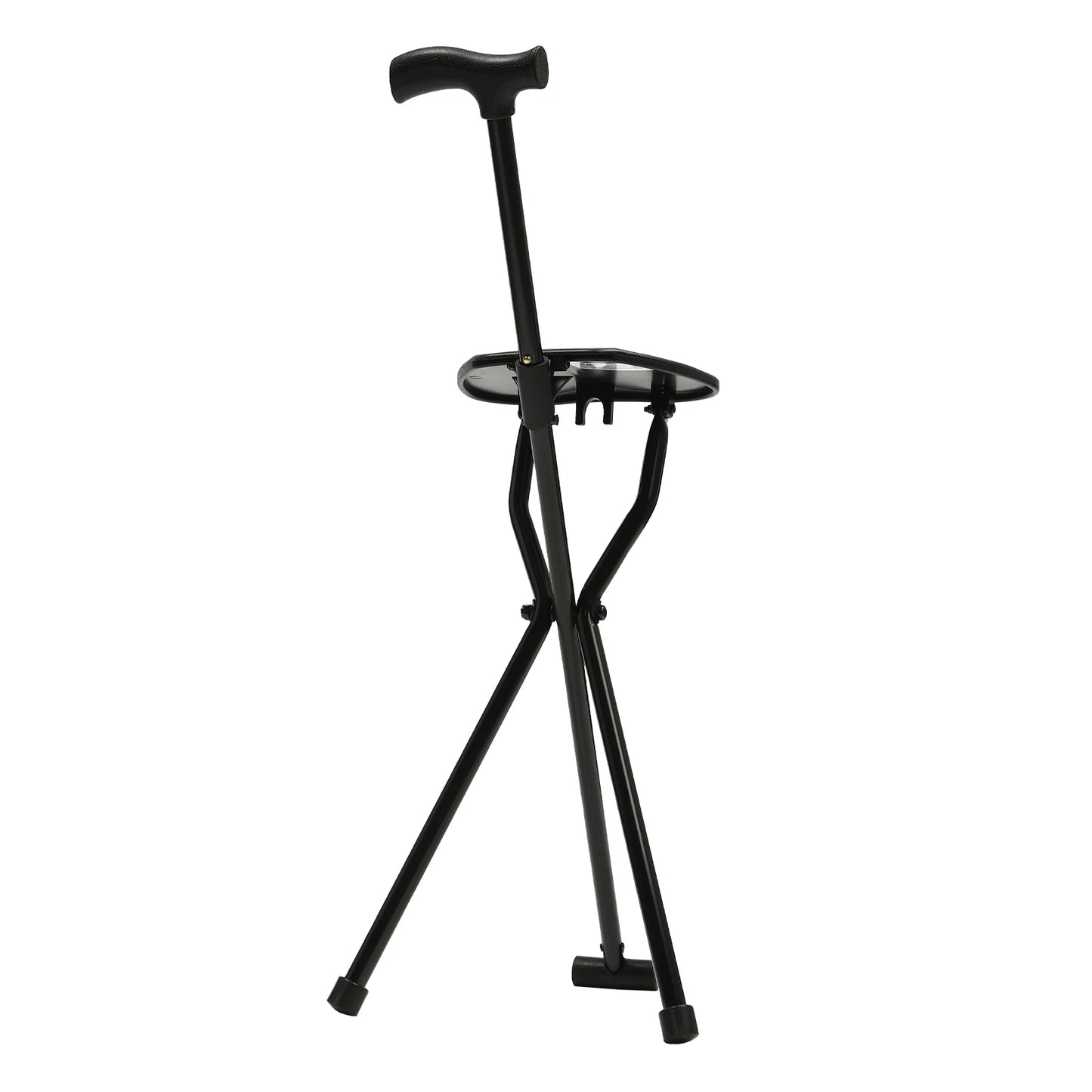 Walking Stick Cane Chair Folding Seat Tripod Stool Elderly Aid Portable 35.4 Inch Tall