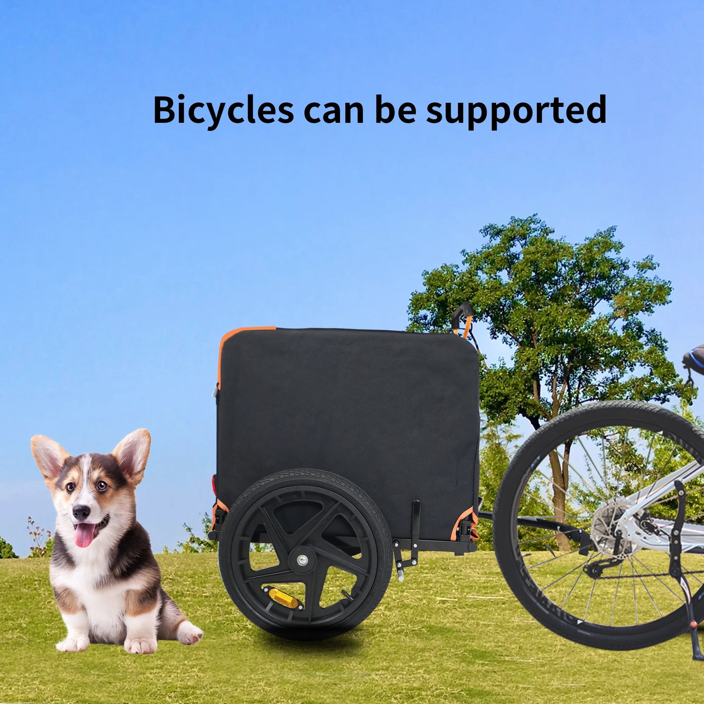 Foldable Pet Jogging Stroller Dog Carriers Bicycle Trailer Orange and Black Ideal for Small Pets