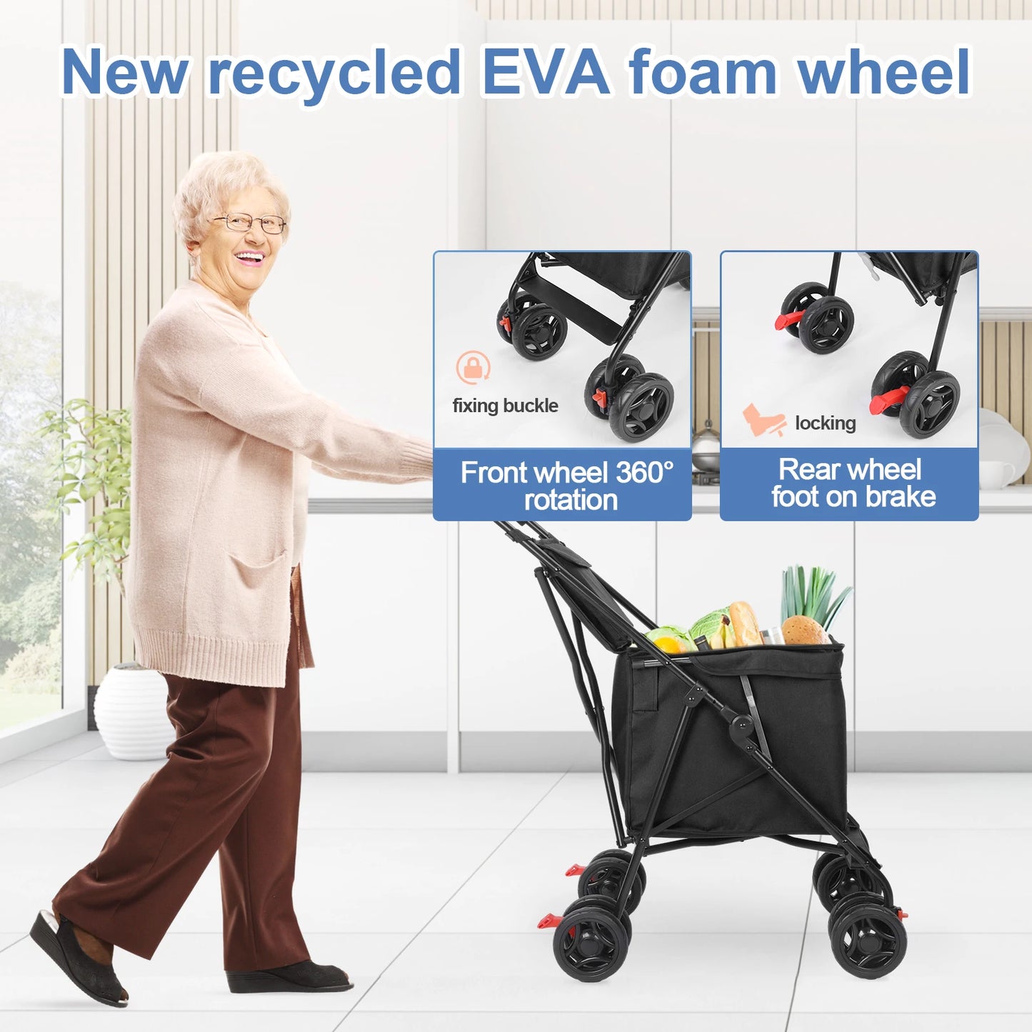 Multifunctional Folding Portable Cart Durable Lightweight Market Trolley Pet Stroller for Picnic