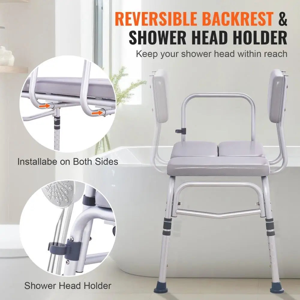 Tub Transfer Bench for Bathtub 500lbs Shower Seat for Elderly and Disabled Padded Non-Slip Armrest Reversible Backrest