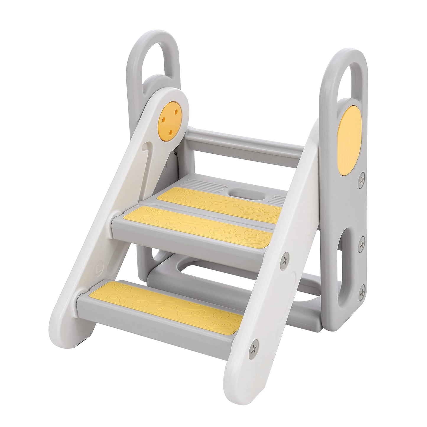 Foldable Toddler Step Stool for Bathroom Sink Adjustable 3 Steps Ladder for Toddlers with Handles Compact Nursery Step Stool