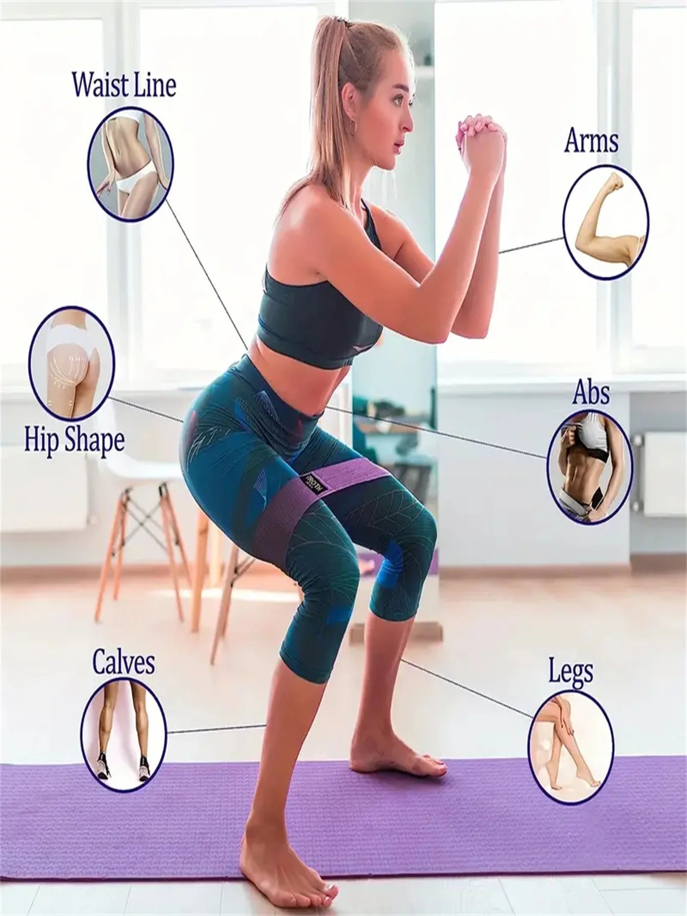 Pilates Elastic Resistance Bands For Booty Legs Workout