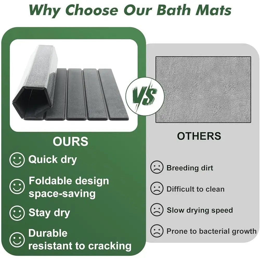 Stone Bath Mat Set Quick Dry Non Slip Diatomite Foldable Absorbent Kitchen Bathroom Counter Pet Bowl Mat