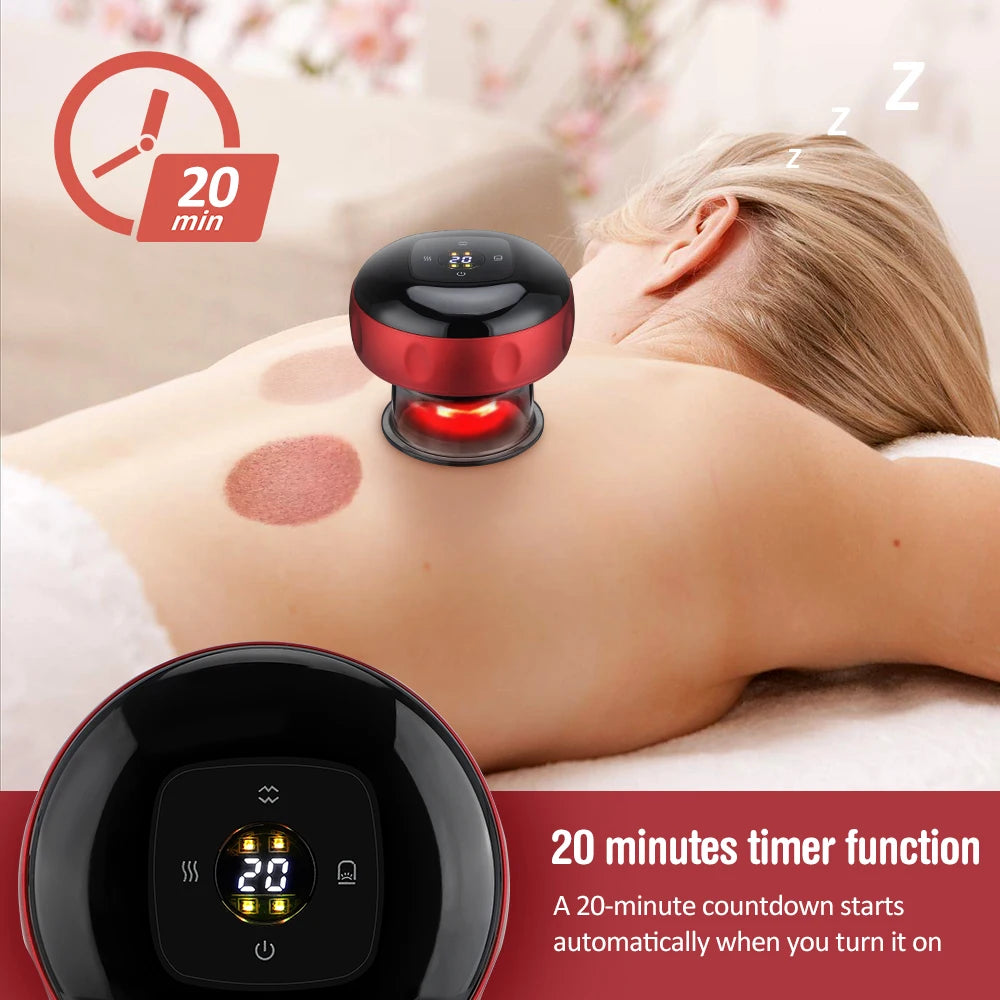 Smart Electric Vacuum Cupping Device Body Scraping Massager Heating Suction Cup Physical Fatigue Relief Health Care