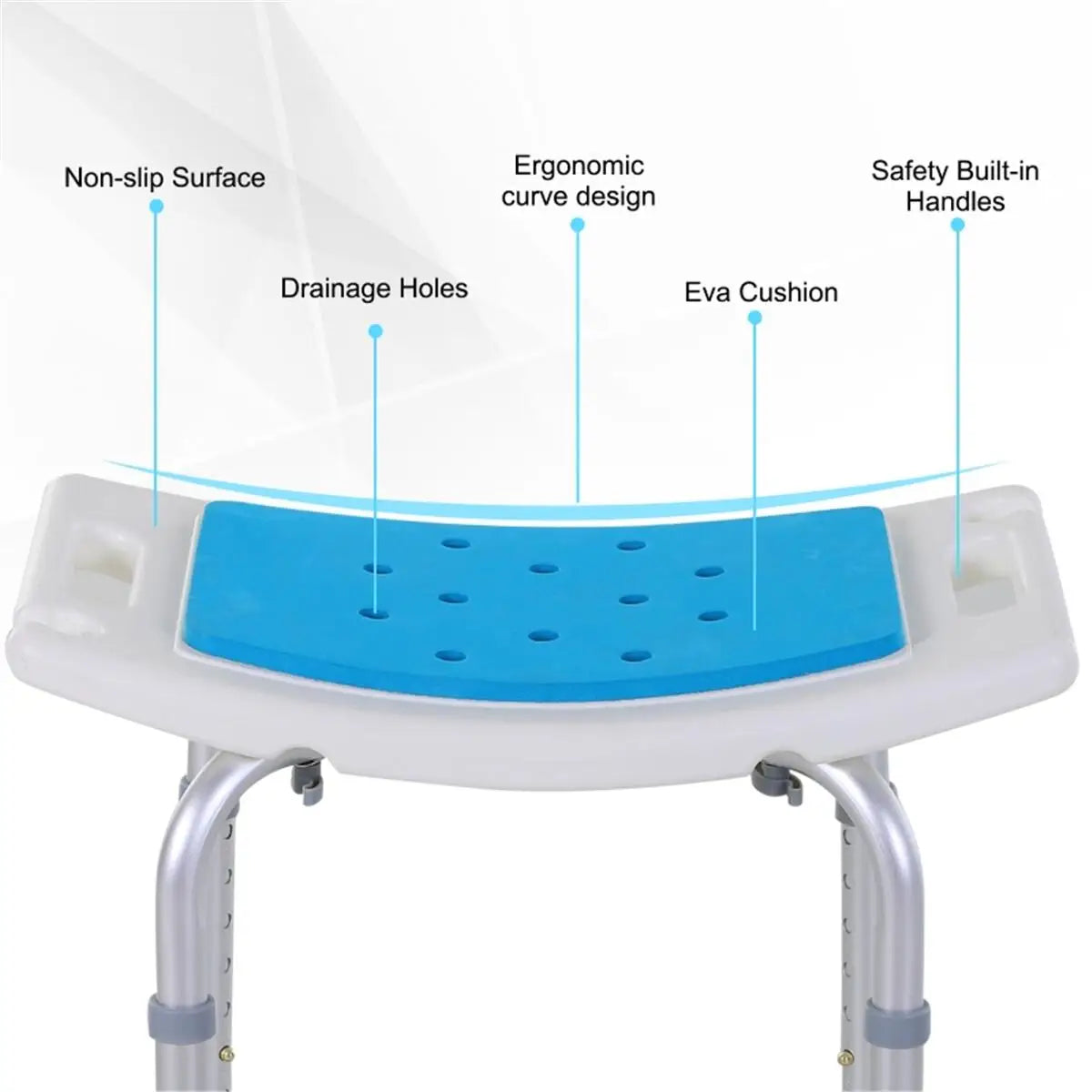 Adjustable Shower Chair for Seniors and Disabled Lightweight Portable Bath Seat with Side Handles and Adjustable Height