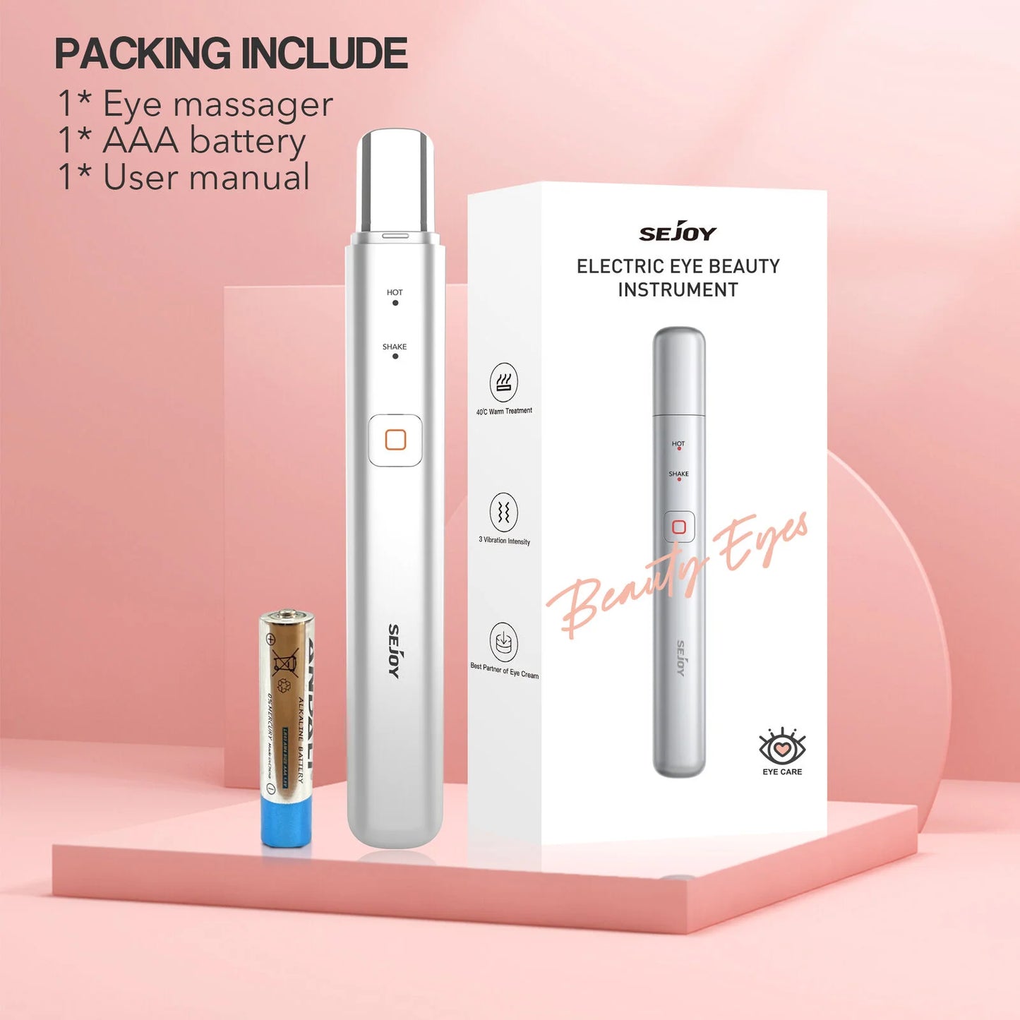 Sejoy Eye Massager with Heat for Eye Care Gifts for Mom Promote Blood Circulation Reduce Dark Circles and Puffiness
