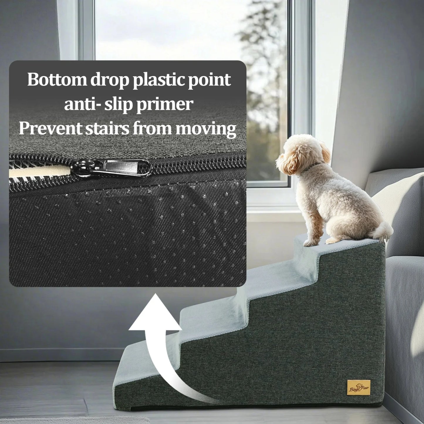 Three to Four Steps High Density Foam Dog Stairs for Sofas