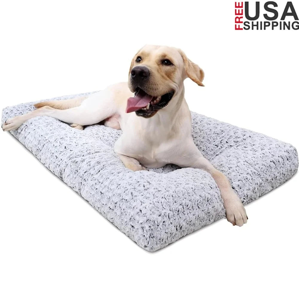 Washable Dog Bed Plush Anti Slip Crate Pad Travel Mat 35 In