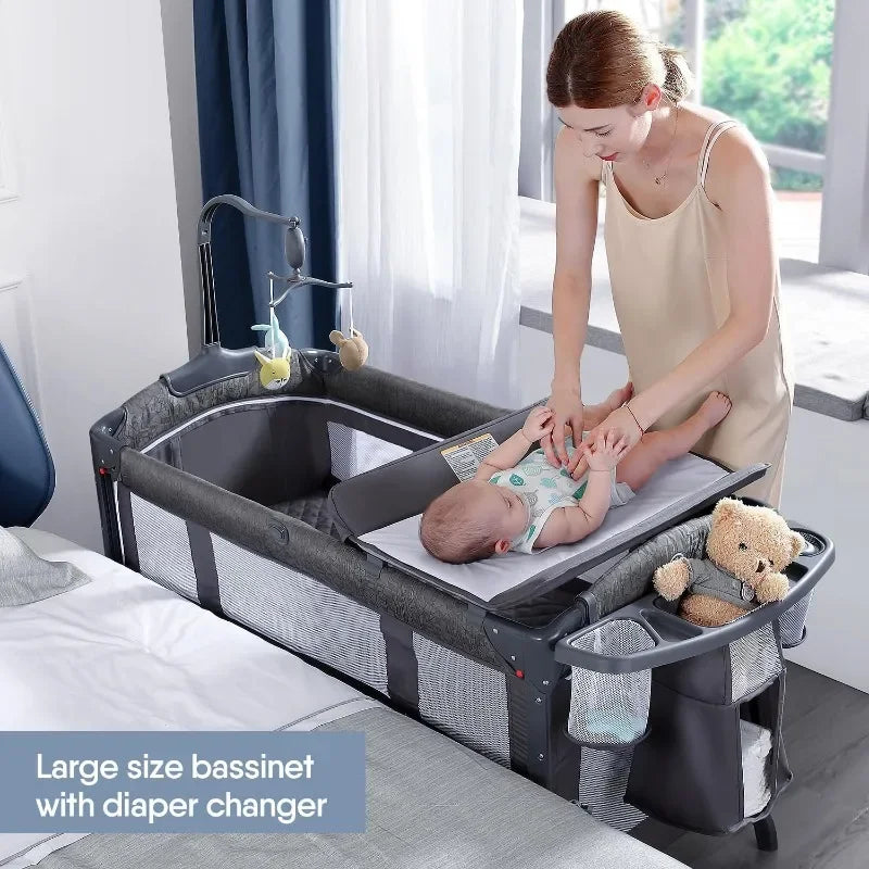 New Baby Bassinet Bedside Crib Pack And Play With Sheet