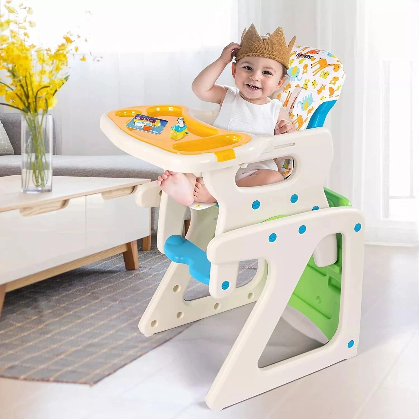 SEJOY High Chairs For Babies Toddlers 3 in 1 Adjustable Backrest Feeding Chair For Eating