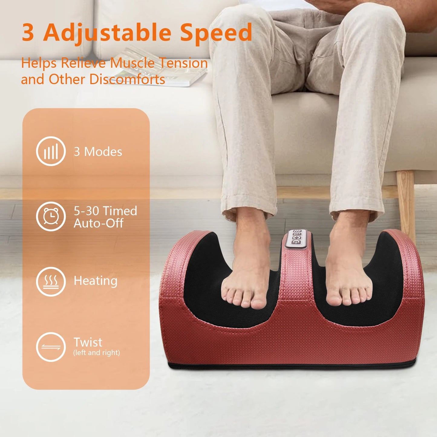 Foot Massage Machine Electric Heating Foot Kneading Leg Massager Home Relaxation Gift for Christmas and Valentine's Day
