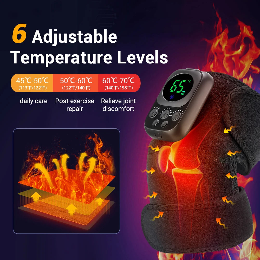 3 In 1 Shoulder Knee Elbow Heated Vibration Knee Massager Pad for Joint Pain Relief and Health Care