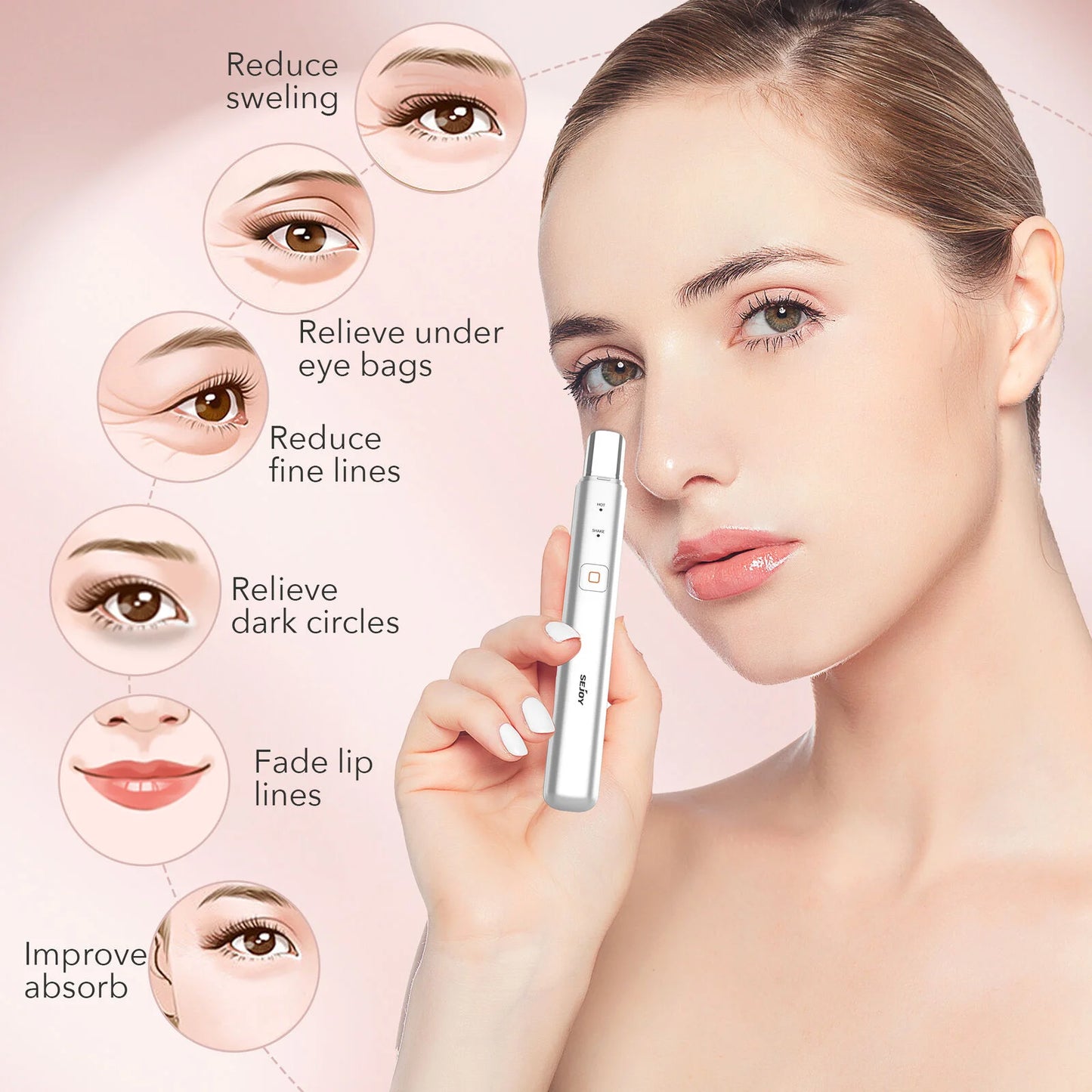 Sejoy Eye Massager with Heat for Eye Care Gifts for Mom Promote Blood Circulation Reduce Dark Circles and Puffiness