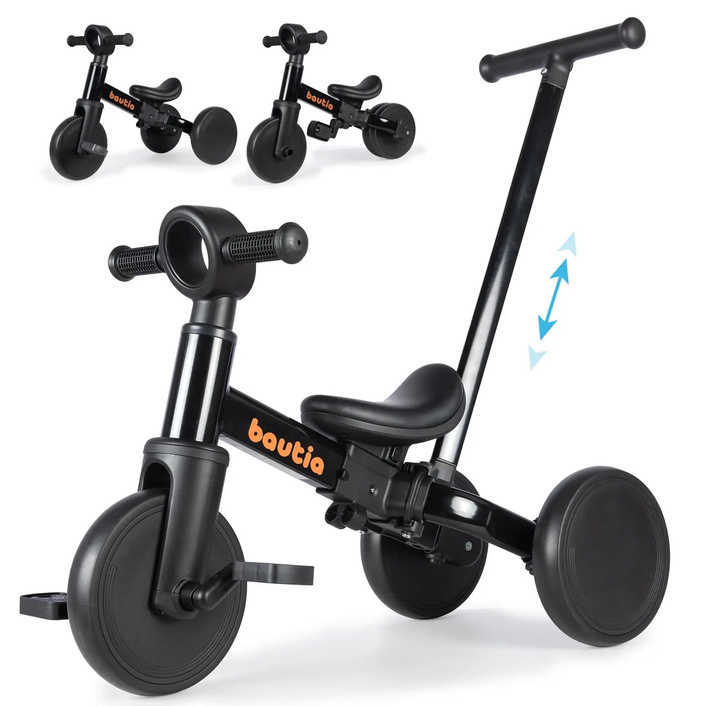 5 In 1 Kids Tricycle For Toddlers 1 To 3 Baby Balance Bike Toy With Push Handle And Removable Pedals