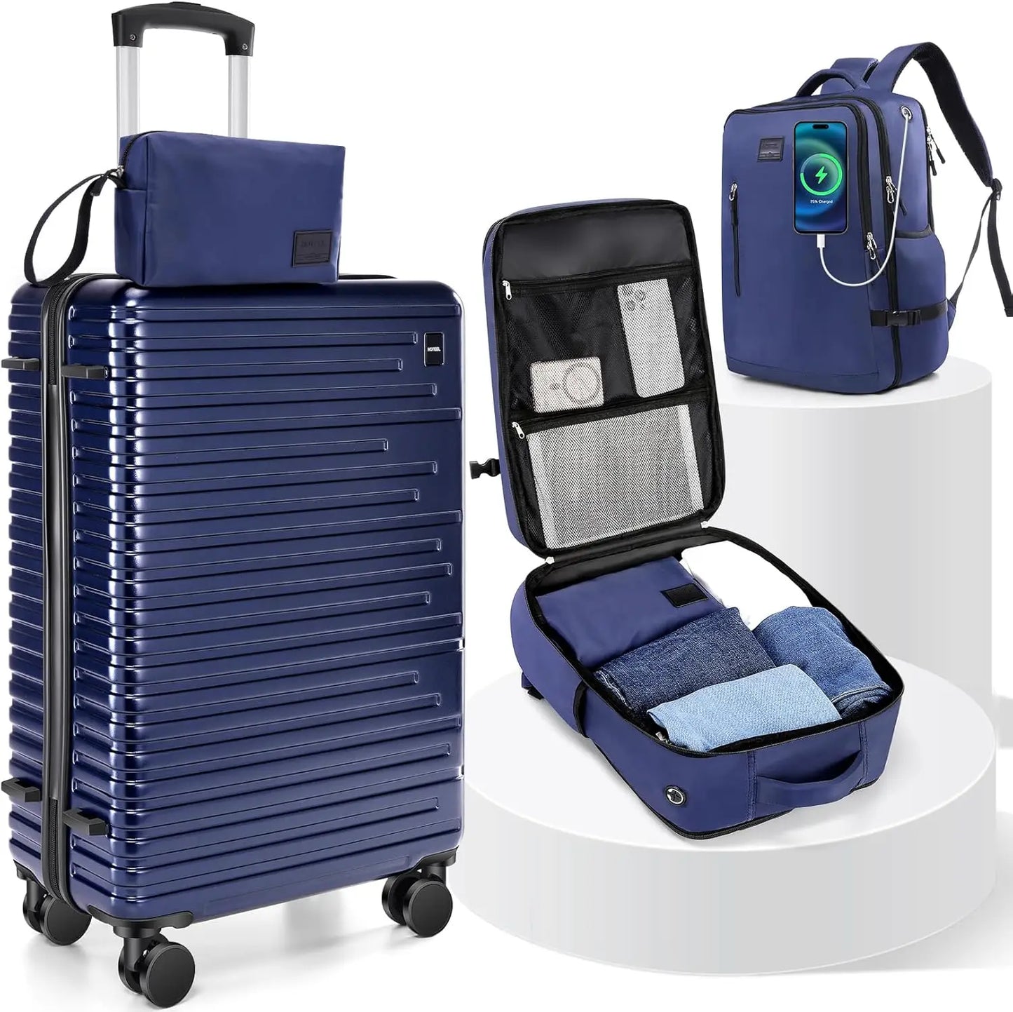 HOTEELCN Luggage Set Hardshell ABS PC Spinner Suitcases