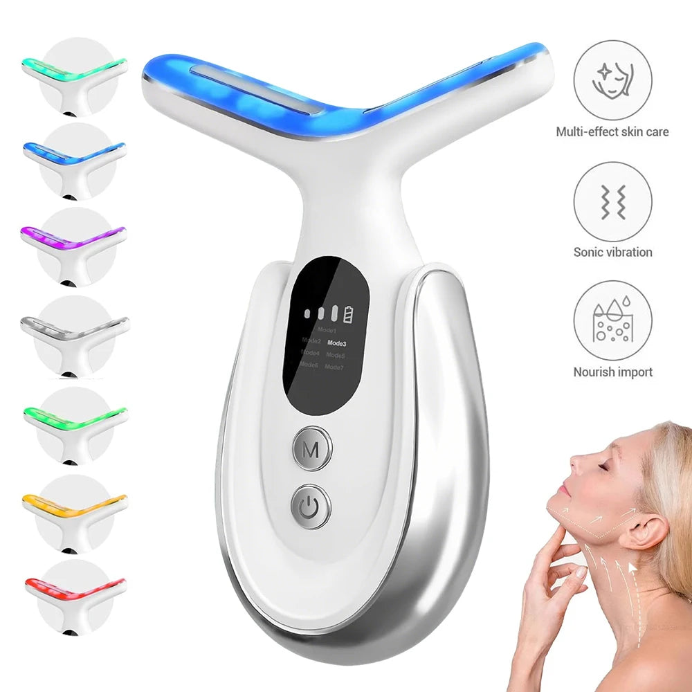 Facial And Neck Massage USB Rechargeable Neck Wrinkle Removal Beauty Apparatus With 3 Gears And 7 Modes Skin Lifting Tool