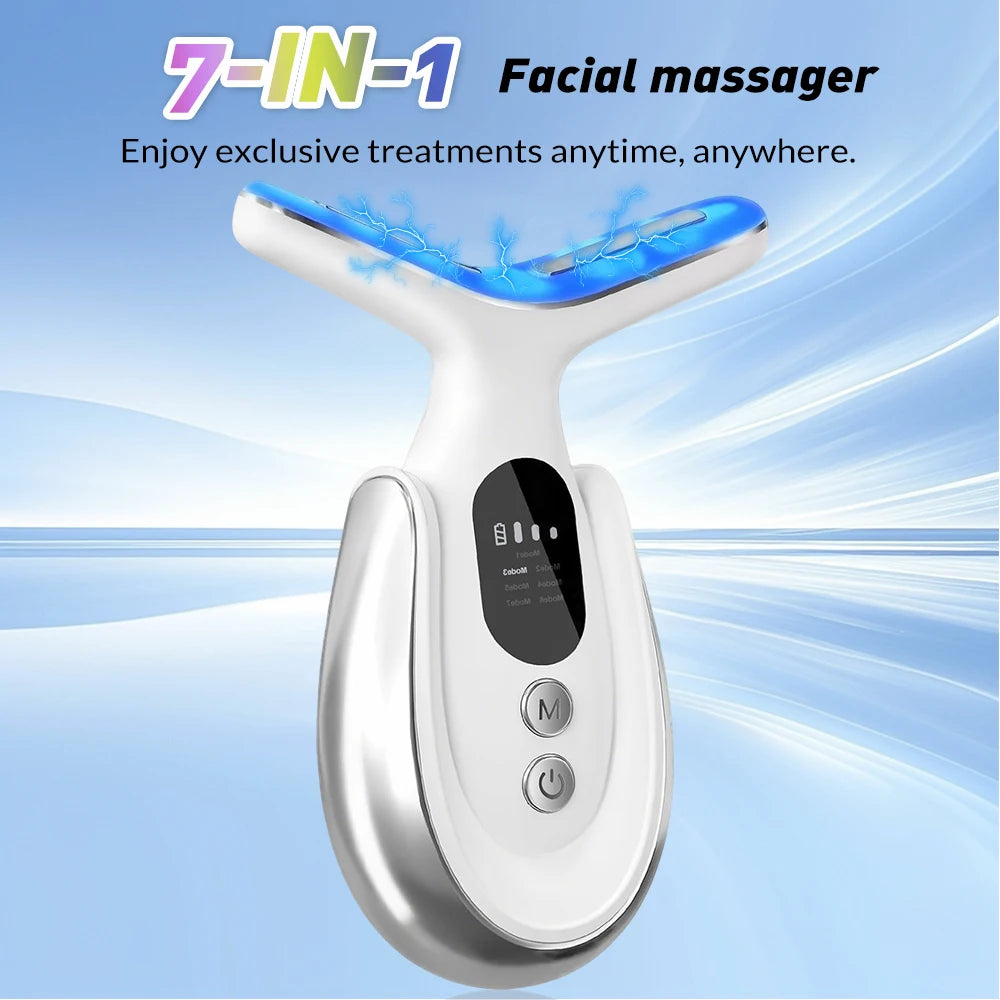 Facial And Neck Massage USB Rechargeable Neck Wrinkle Removal Beauty Apparatus With 3 Gears And 7 Modes Skin Lifting Tool