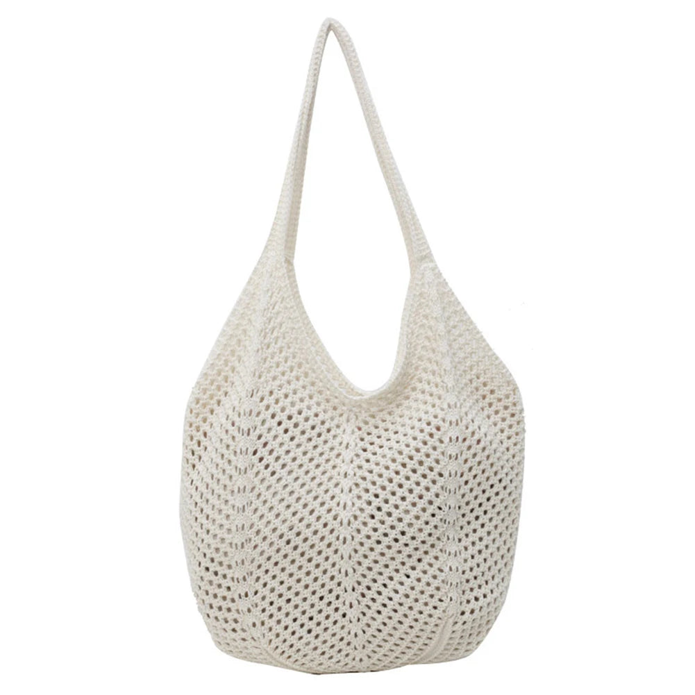 Women Knitting Shoulder Bag Solid Color Crochet Hobo Bag