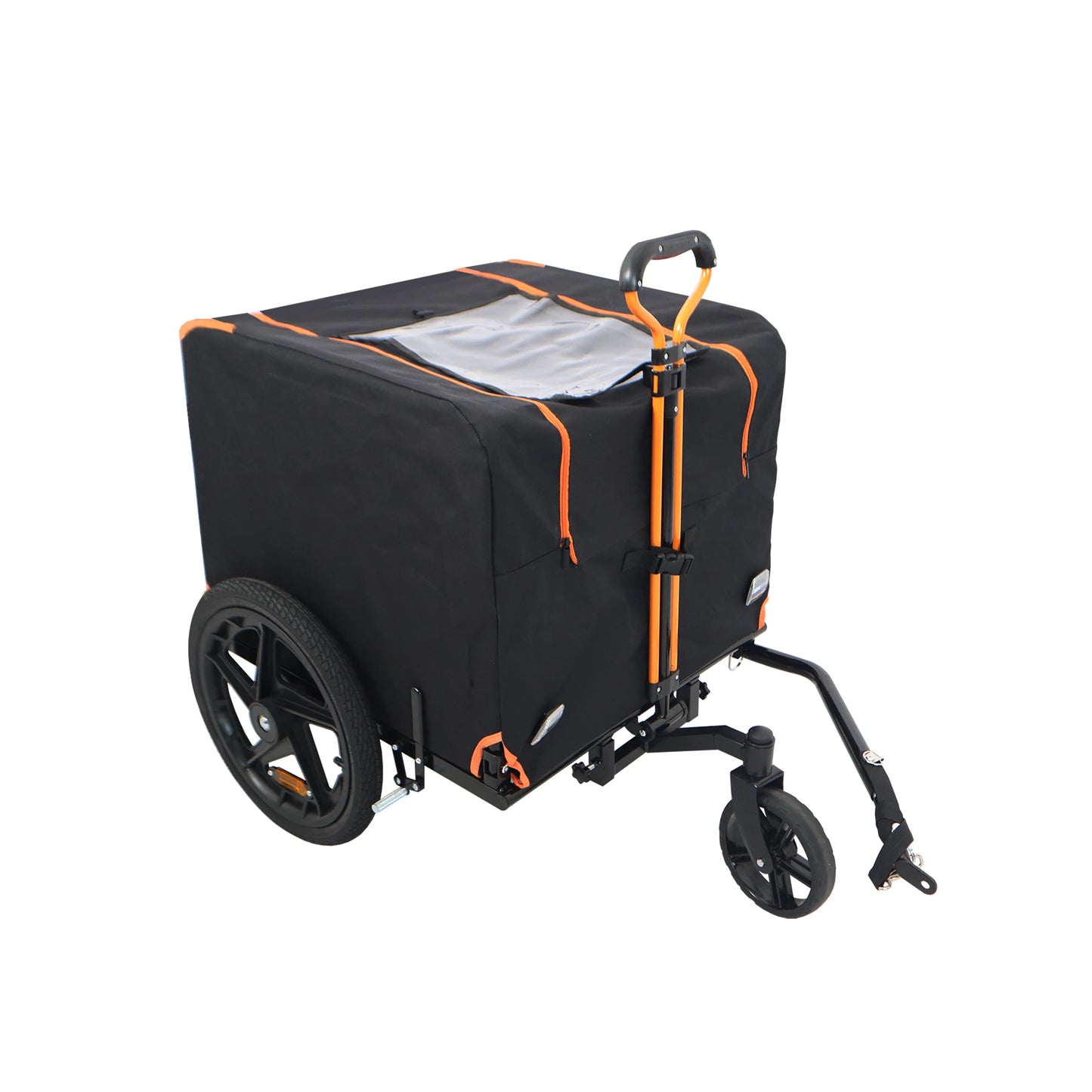 Foldable Pet Jogging Stroller Dog Carriers Bicycle Trailer Orange and Black Ideal for Small Pets