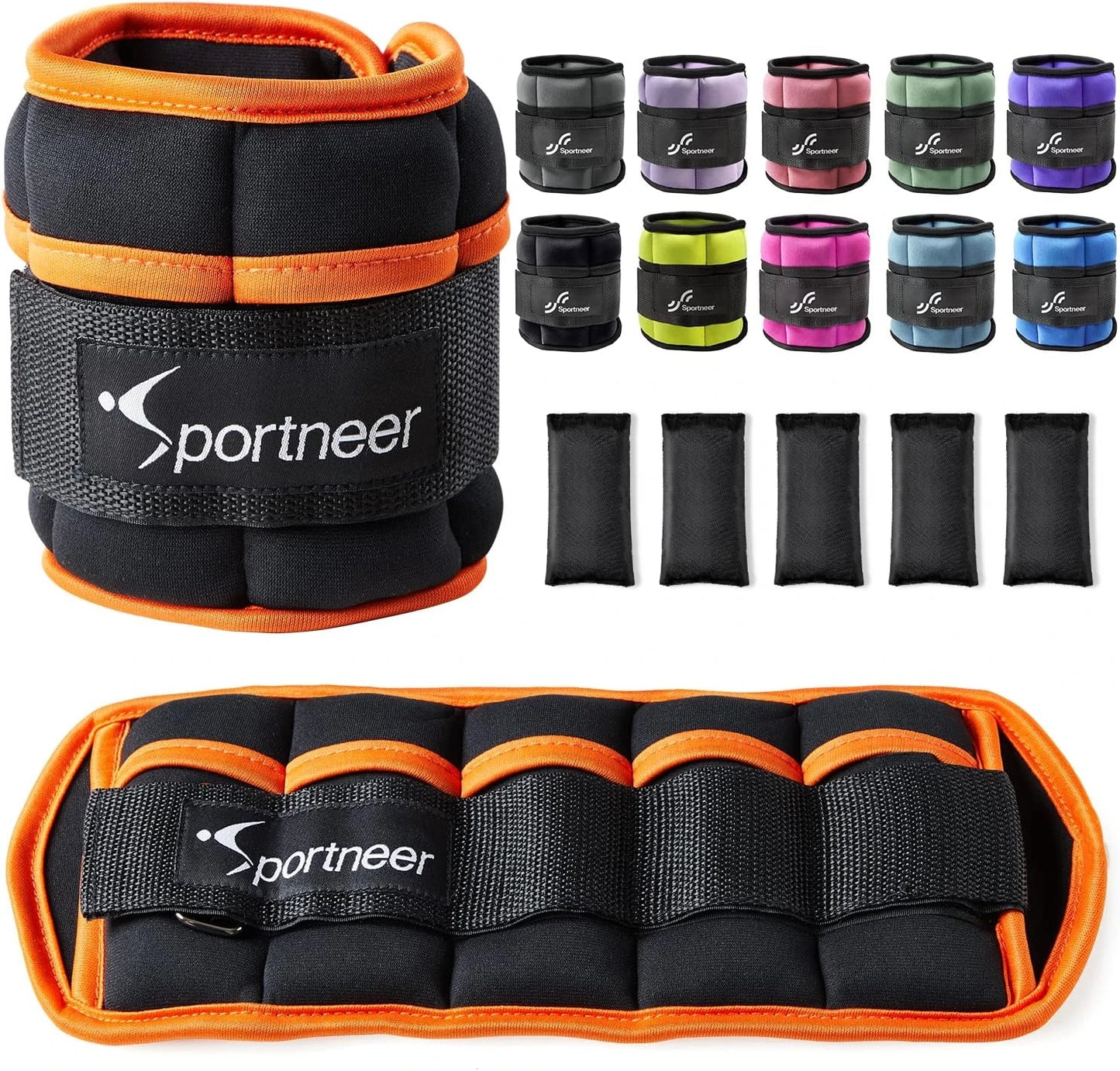 Sportneer Adjustable Ankle Weights 10lb Pair Gym Workouts