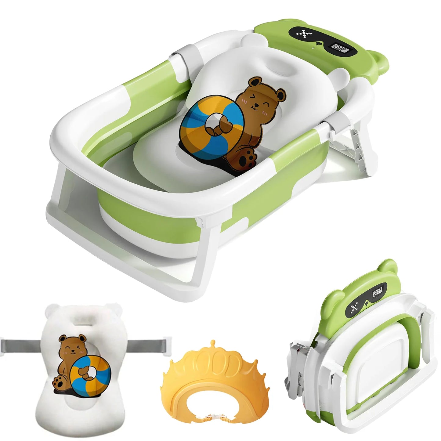 Baby Bath Tub With Foldable Design Bath Cushion And Thermometer