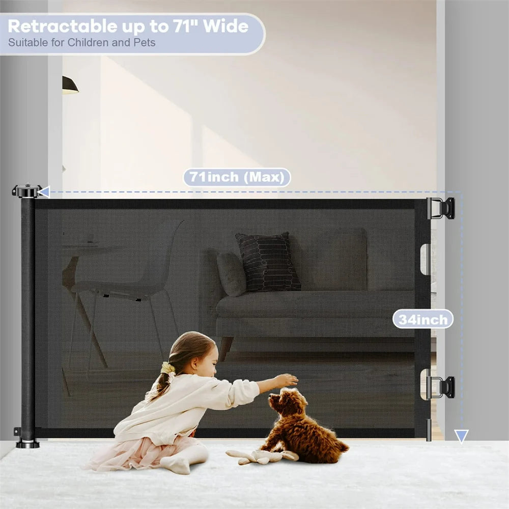 Hign Concerned Extra Wide Retractable Baby Gate No Drill