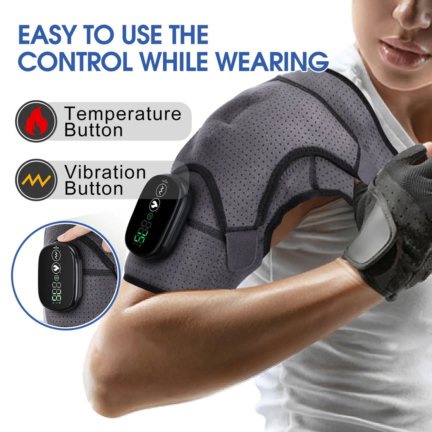 Electric Heating Shoulder Massager Thermal Physiotherapy Vibrator Massage Support Brace for Arthritis Pain Relief