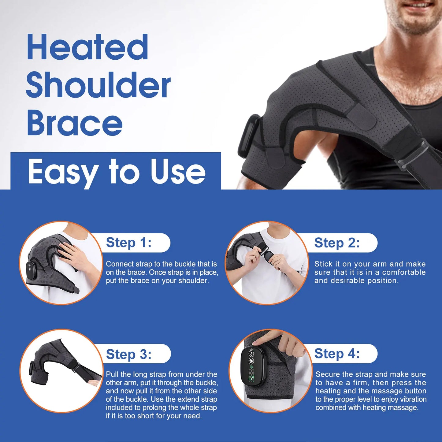 Electric Heating Shoulder Massager Thermal Physiotherapy Vibrator Massage Support Brace for Arthritis Pain Relief
