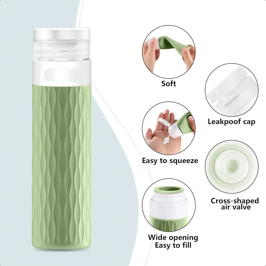 Travel Bottles for Toiletries TSA Approved 3.4oz Silicone Containers BPA Free Leak Proof Refillable Travel Size Bottles