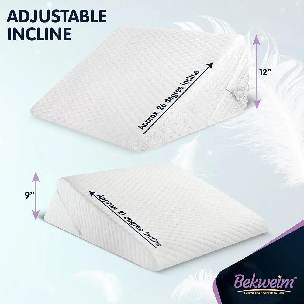 Adjustable Wedge Pillow with Memory Foam for Sleep Apnea GERD Back Pain Relief Post Surgery Multi Use Elevation Support