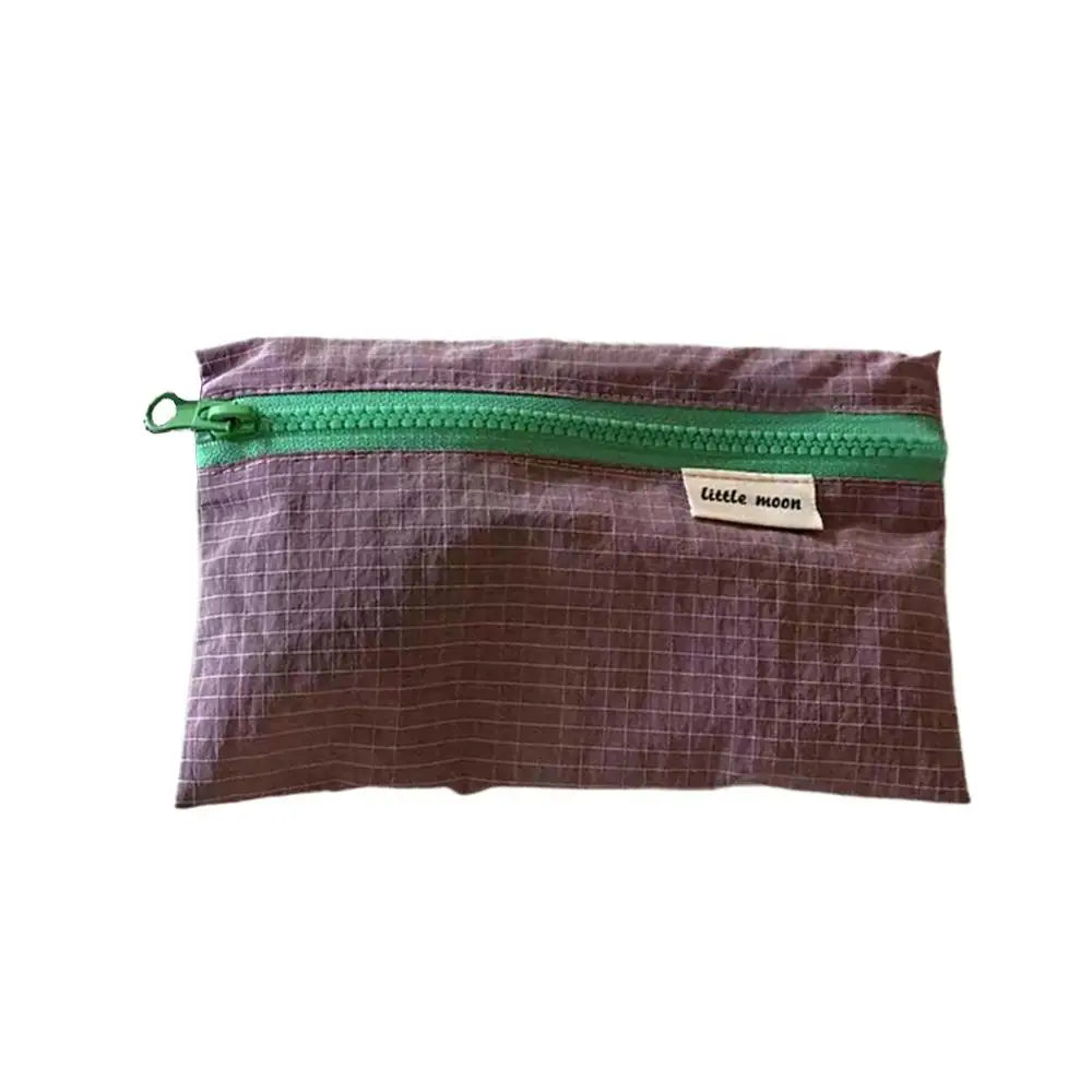 Plaid Makeup Bag Women Cotton Linen Cosmetic Zipper Pouch