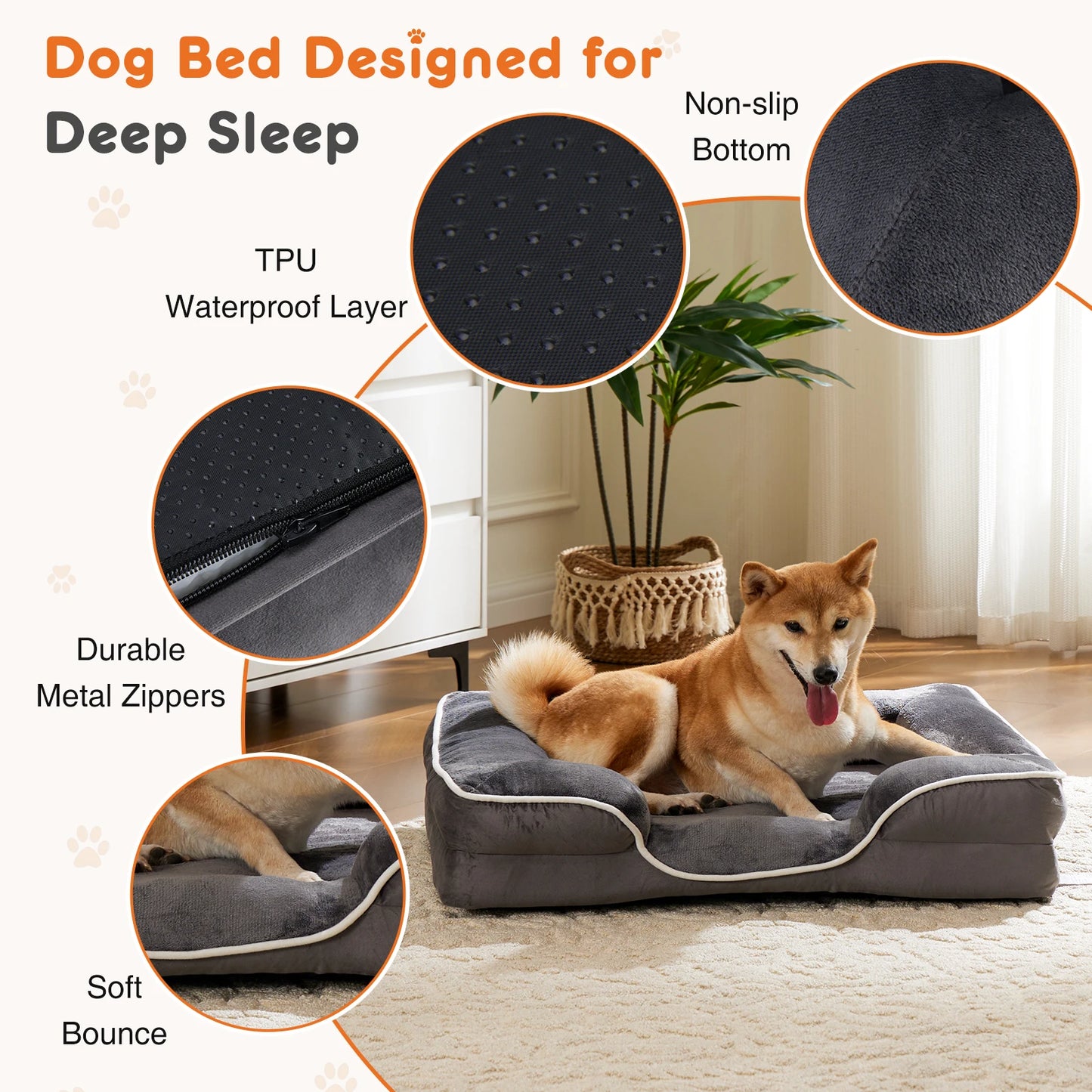 Orthopedic Dog Bed Memory Foam Pet Bed for Small Dogs and Cats