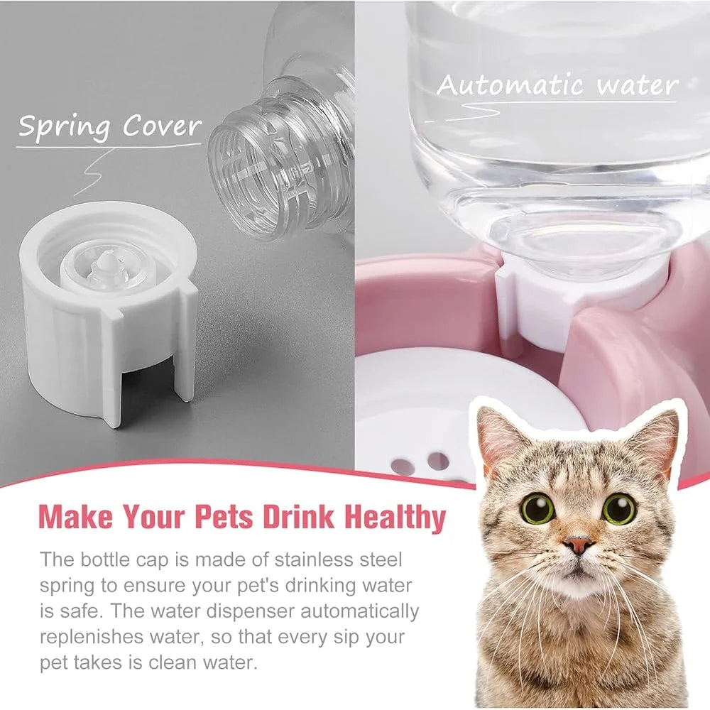 Automatic Cat Dog Water Dispenser Set Stainless Steel Food Bowl Easy Clean No Slip Design Fresh Water Supply 1.5L