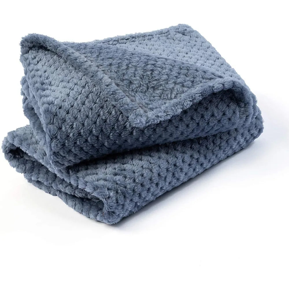 Warm Fuzzy Dog Cat Blanket Plush Fleece Throw 24x32 Blue