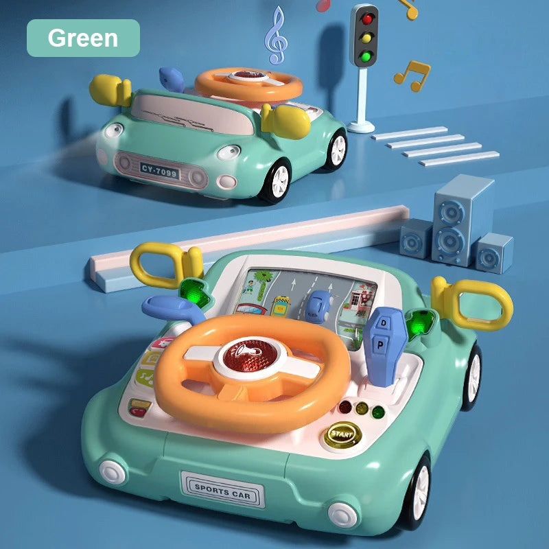 Baby Toy Electric Simulate Driving Car Steering Wheel Early Educational Toy for 0 to 36 Months Toddler Gift