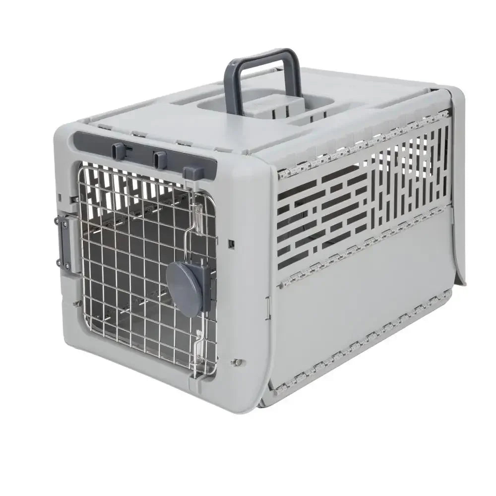 Portable Collapsible Dog Kennel Small Gray 19 Inch Carry