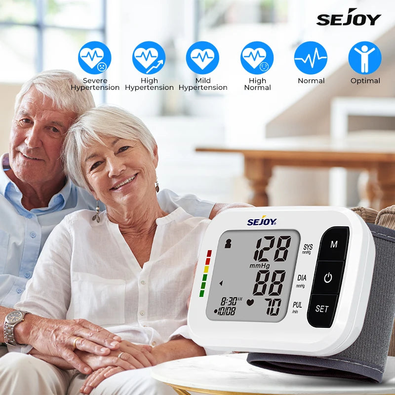 Sejoy Digital Wrist Blood Pressure Monitor Sphygmomanometer Heart Rate Meter DBP-2261