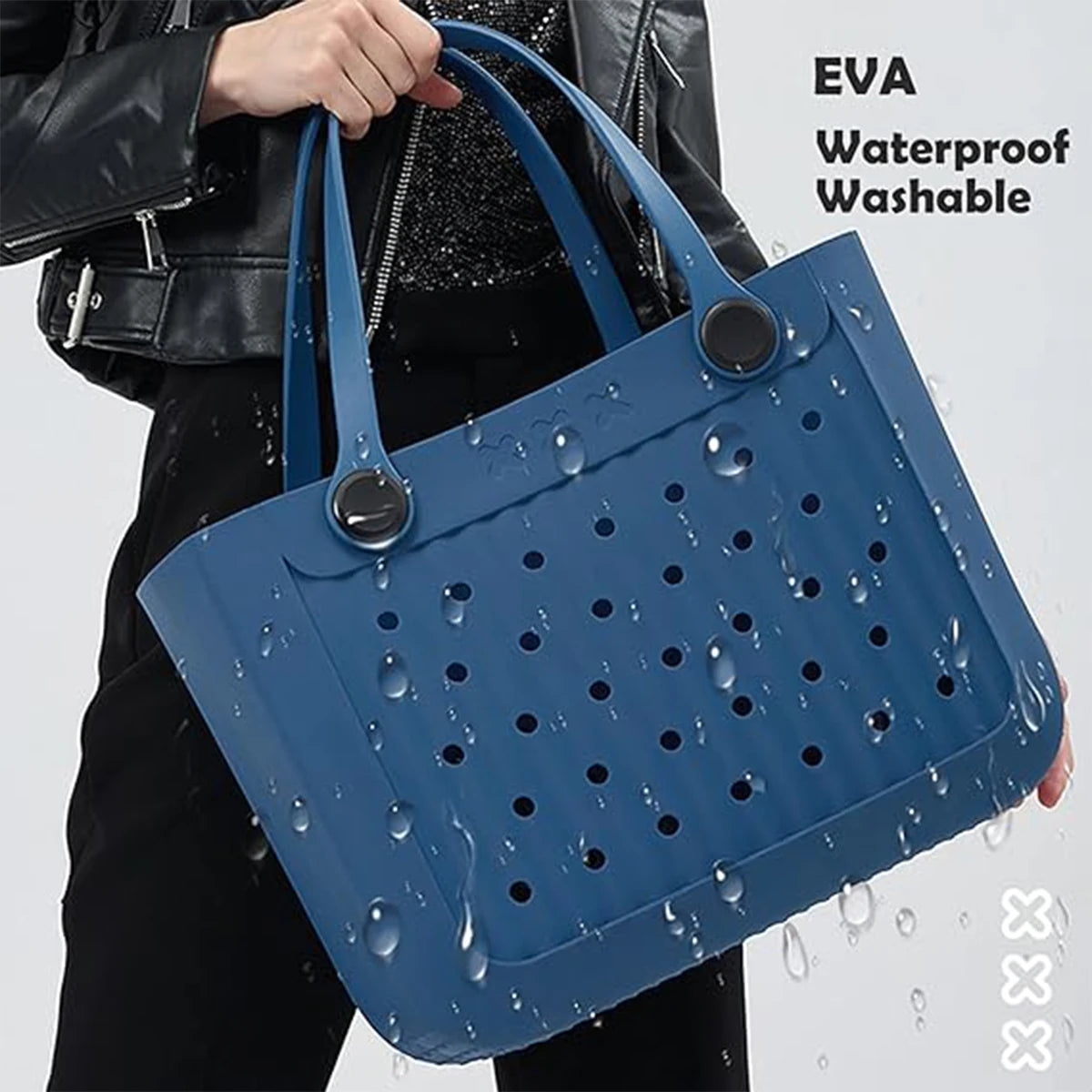 Waterproof EVA Beach Tote Bag Large Washable Rubber Travel Handbags for Sports and Outdoor Use Anti-Tip Gift for Women