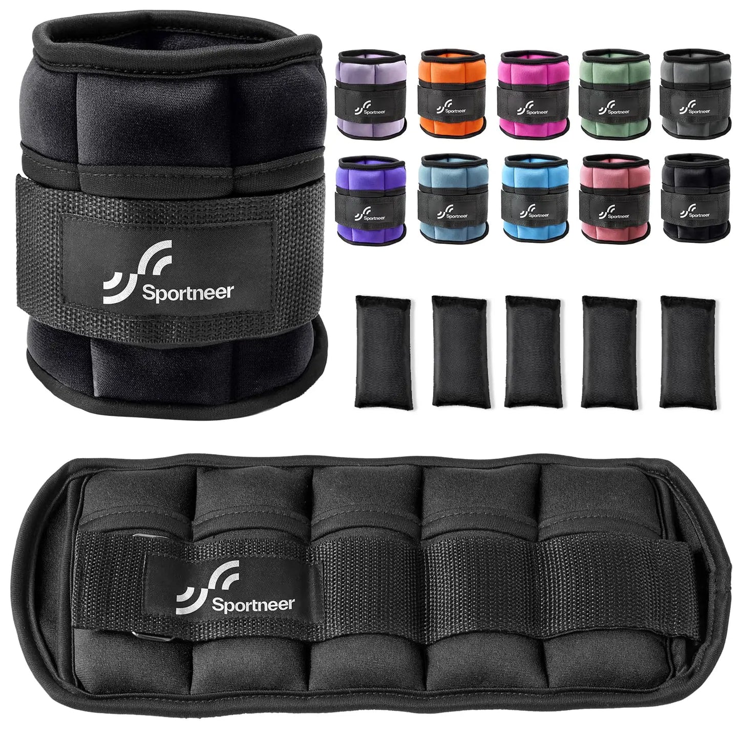 Sportneer Adjustable Ankle Weights 10lb Pair Gym Workouts
