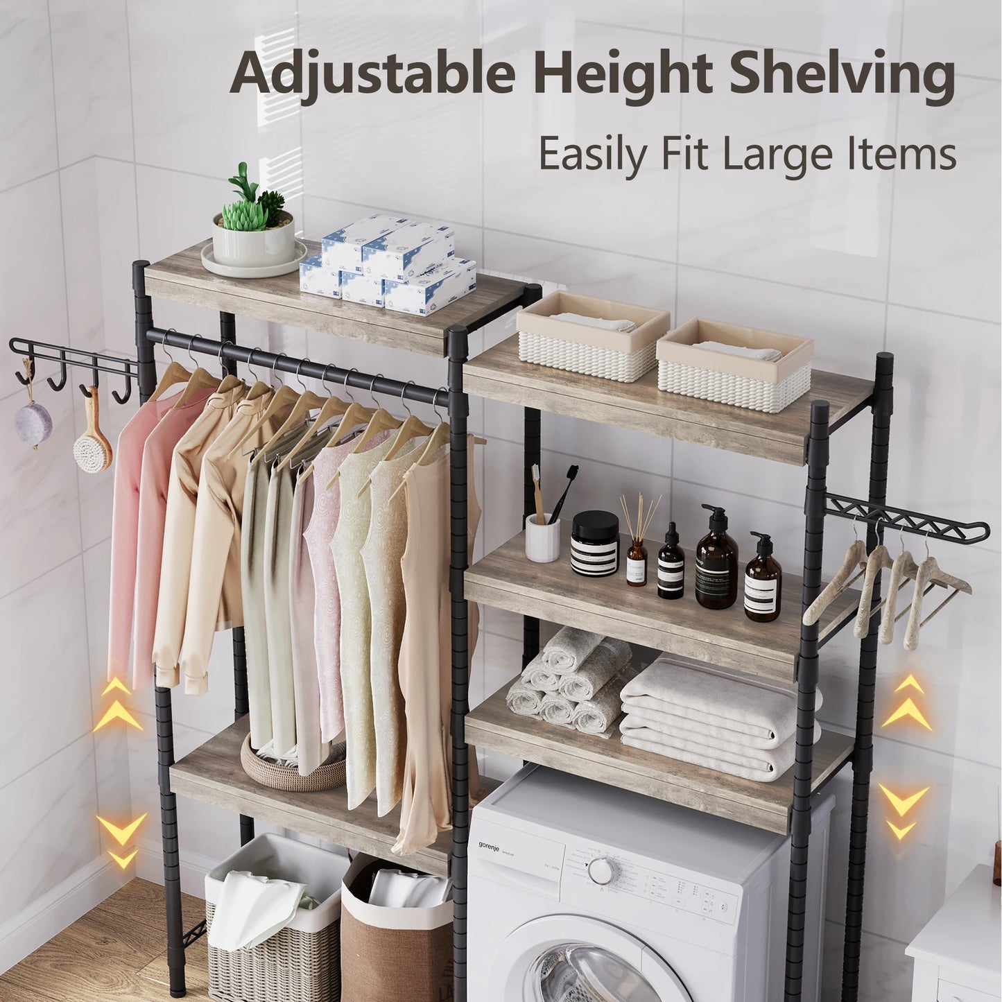 HiMISS 5 Tier Wood Over Washer and Dryer Storage Shelf
