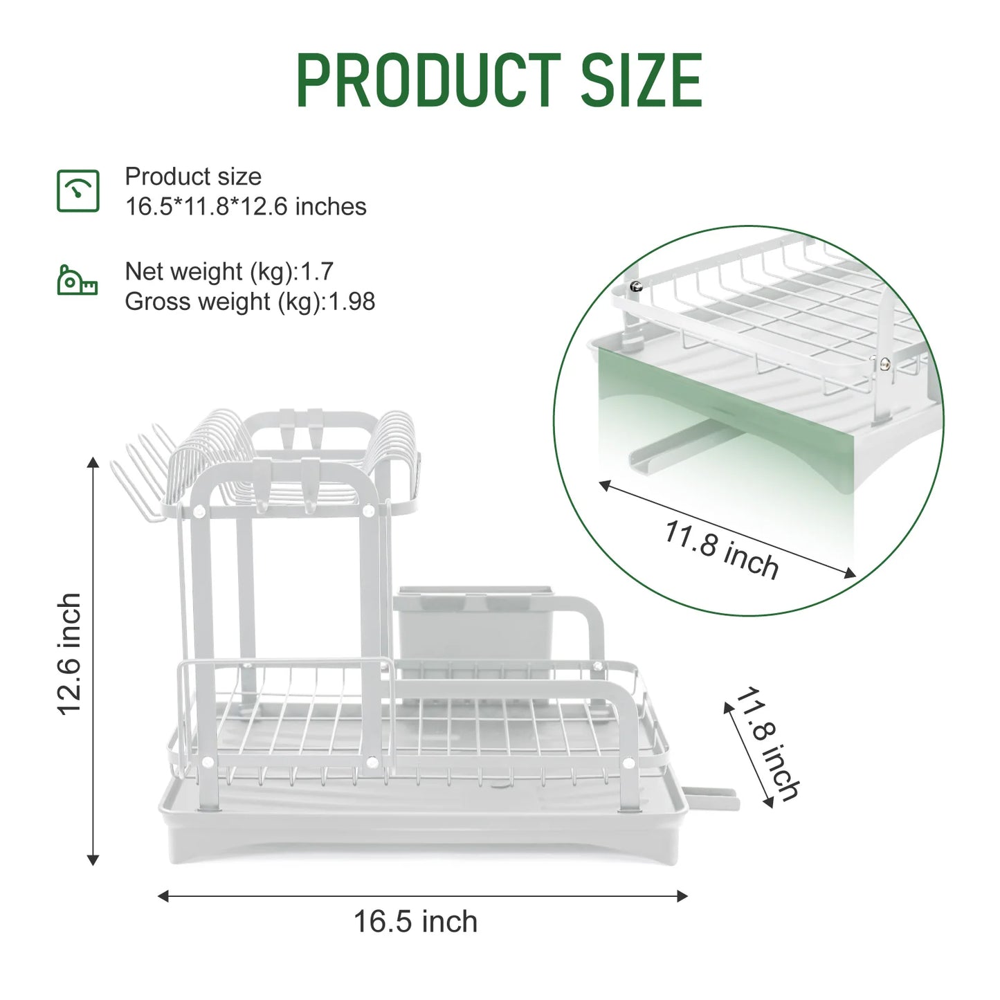 Two Tier Dish Drying Rack H Shaped Rustproof Kitchen Drainage