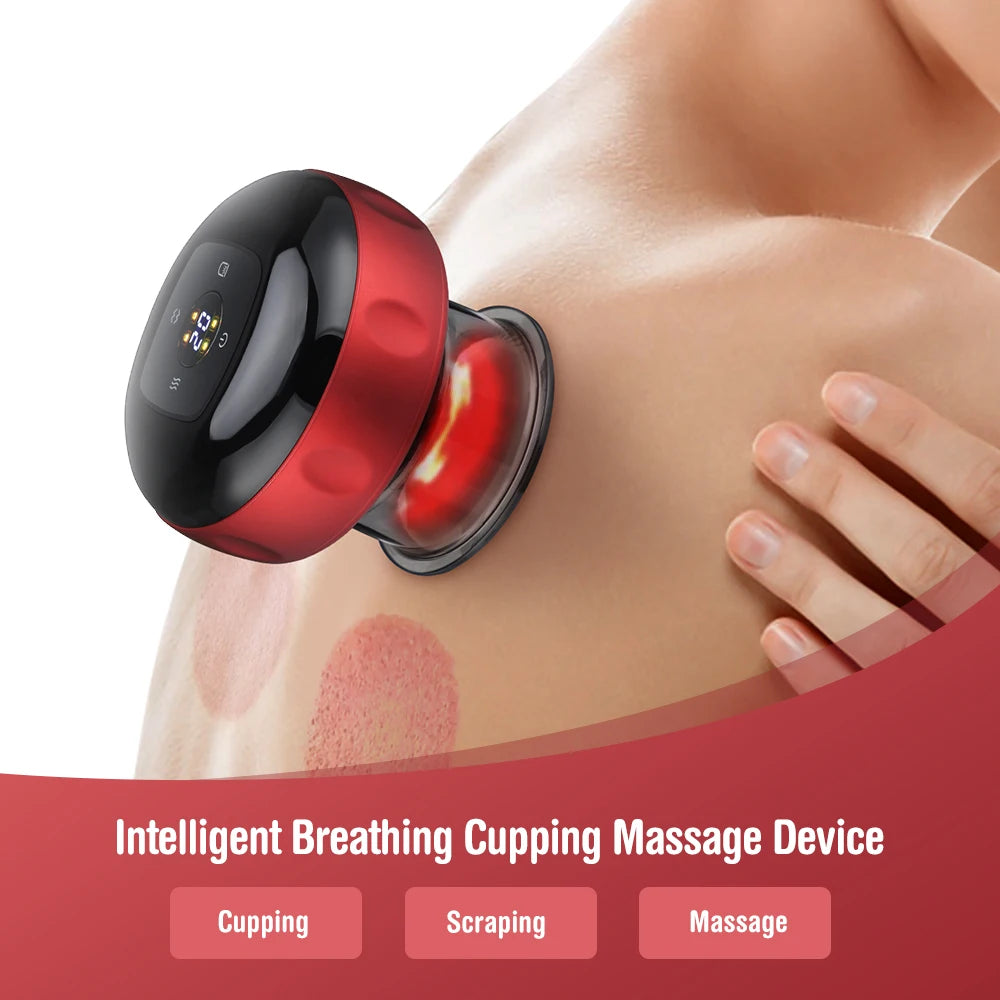 Smart Electric Vacuum Cupping Device Body Scraping Massager Heating Suction Cup Physical Fatigue Relief Health Care