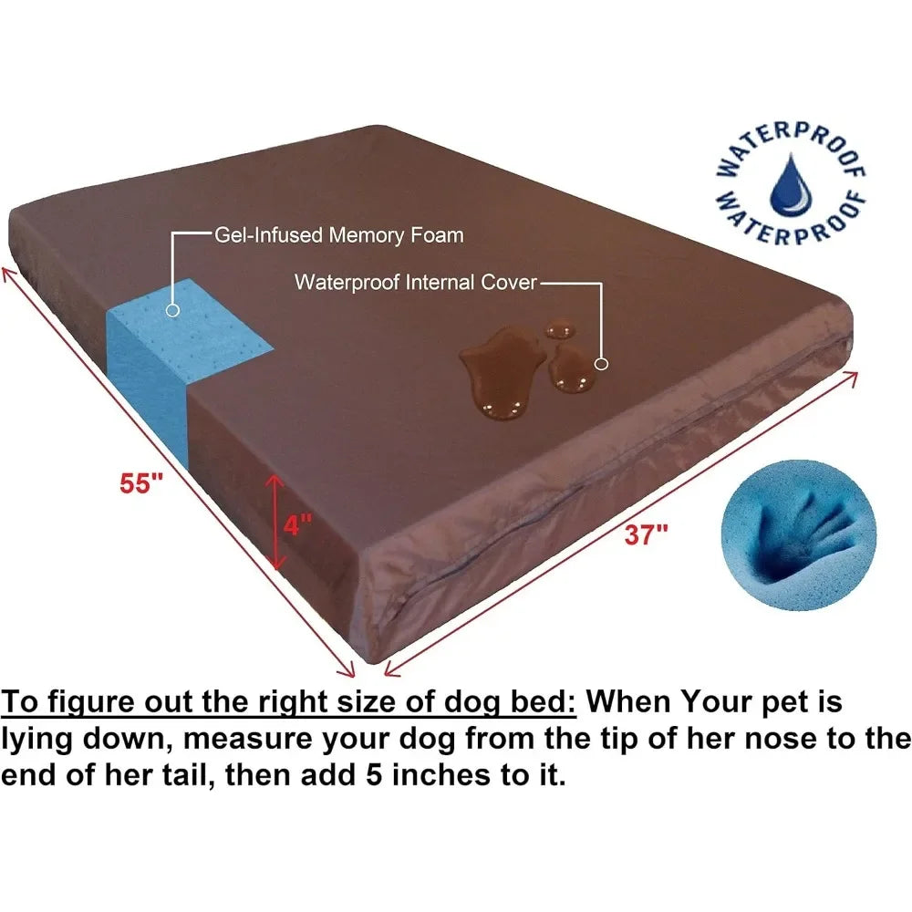Orthopedic Gel Infused Memory Foam Dog Bed For Large Breed
