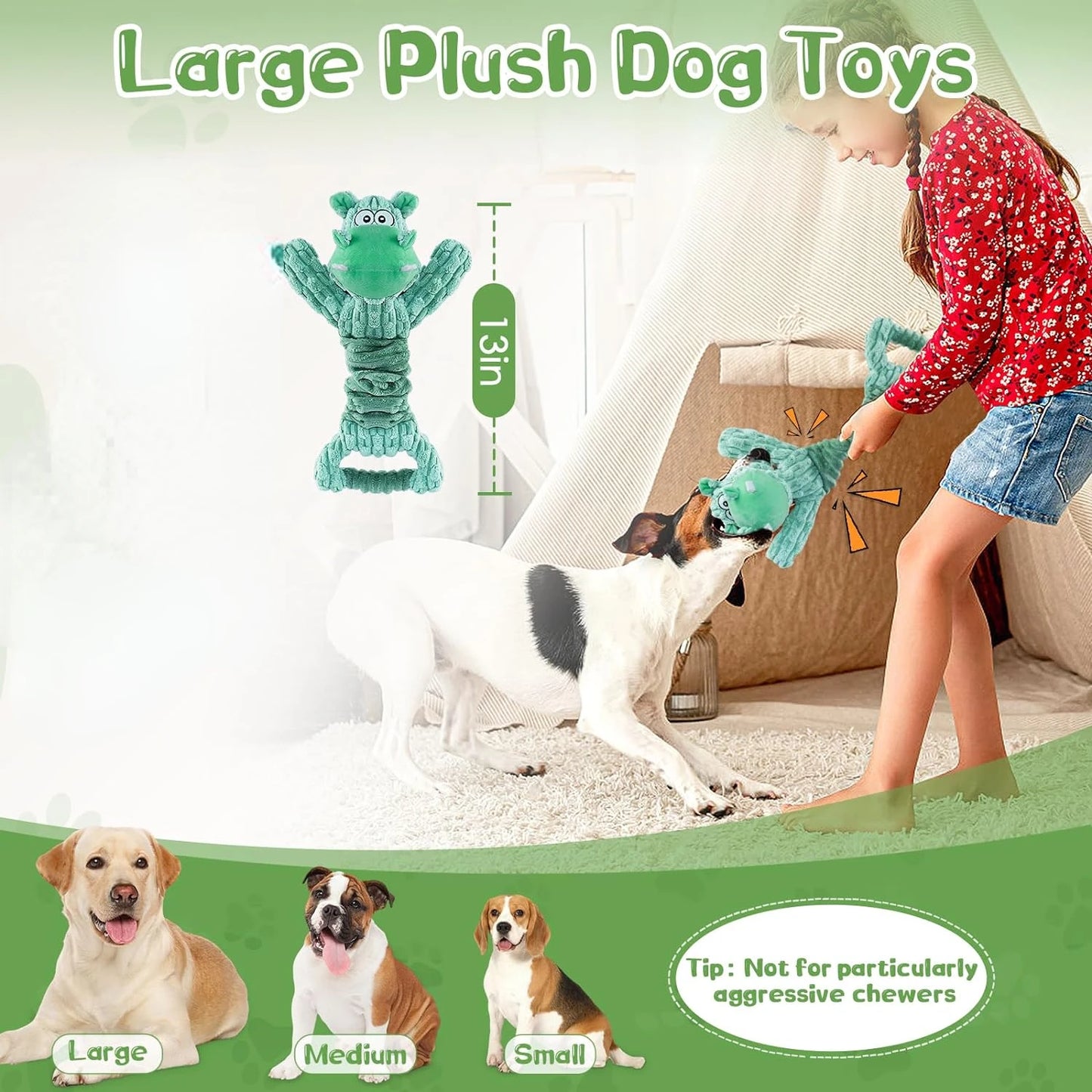 Soft Durable Adorable War Dog Design Squeaky Toys for Small Medium and Large Pets Hours of Entertainment